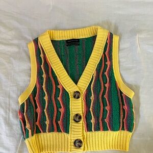 Urban Outfitters Colorful Knit Button-Up Vest